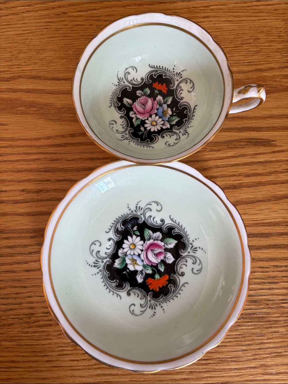 Vintage Double Paragon  Floral Fine China Teacup and Saucer Set -RARE